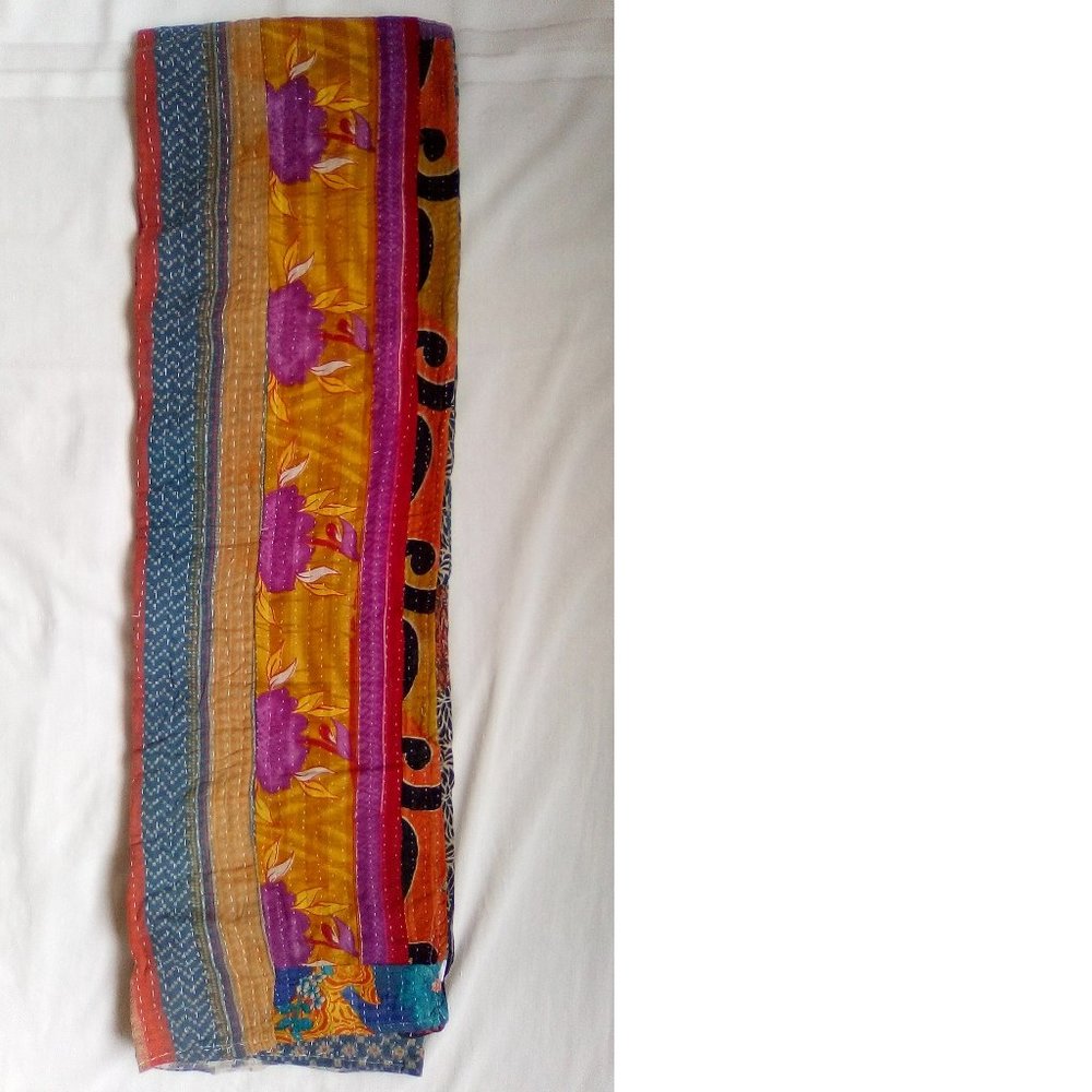 72" x 86" One-of-a-Kind Handmade Kantha Quilt